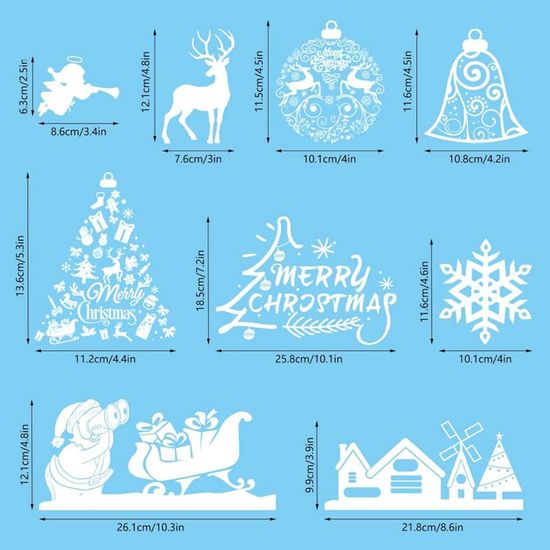 Autocollants Fenêtre Noël – 9 Feuilles En PVC électrostatique – Motifs Flocon De Neige, Père Noël, élan – Amovibles Et Réutilisables