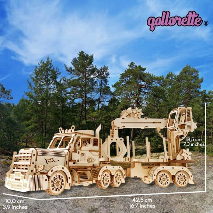 Crafts&Co Puzzle 3D Bois – Chariot à Donuts Miniature – Kit Bricolage Créatif 16x8x10 Cm Enfants & Adultes