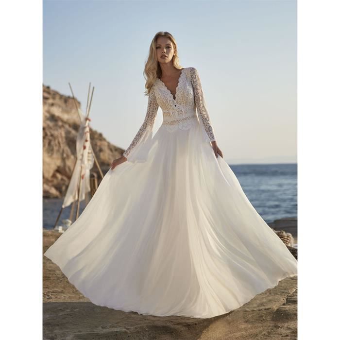 Robe de mariée mousseline avec manche hotsell