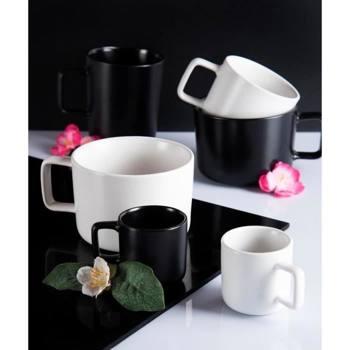 Excelsa Nordic Lot De 4 Tasses à Thé Noires En Céramique Stoneware 210 Ml
