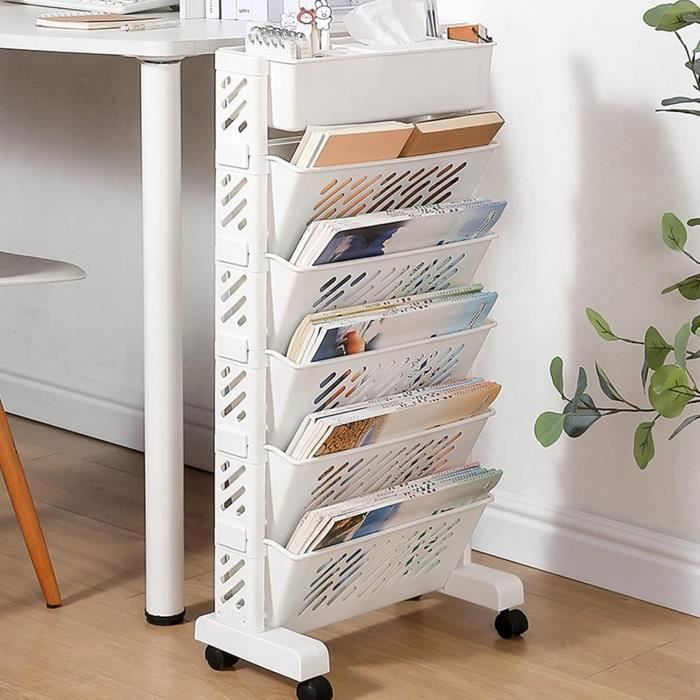 Chariot Bibliothèque Mobile 5 étages - Avec Roulettes - Rangement Bureau Ou Classe