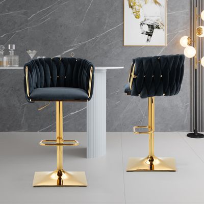 Tabourets De Bar Réglables Tournants - Lot De 3 Avec Dossier Et Repose-pieds, Revêtement En PU Confortable Pour Cuisine Ou Salon - 5