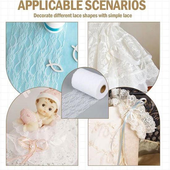 KAIYAYA Dentelle Blanche Chemin De Table Blanc 15 Cm X 25 M Bohême Rouleau De Dentelle, Chemin De Table En Ruban Pour Tableau, Cadeau, Nappe Mariage, Anniversaires, Embellissements