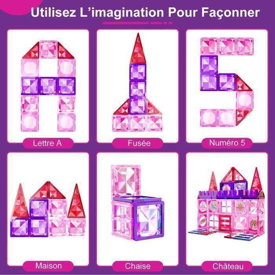Mingfuxin Blocs Magnétiques 110 Pièces – Jouet Magnétique 3D Créatif, Aimants Puissants, Cadeau Enfant 3-12 Ans Garçon Fille
