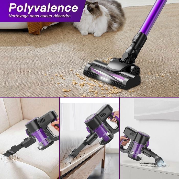 CYANSHARP P8 Aspirateur Balai Sans Fil, Aspirateur Sans Sec en