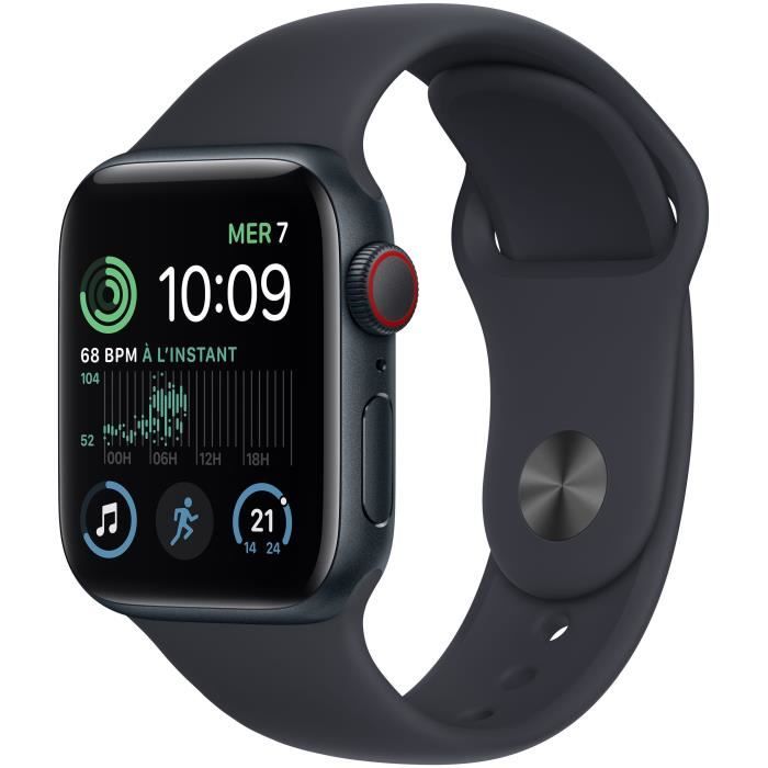 Apple Watch SE GPS (2e génération) + Cellular - 40mm - Boîtier Midnight Aluminium - Bracelet Midnight Sport Band Regular