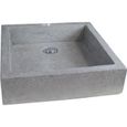 Vasque carrée à poser TIMBRE - Gris - 40cm - Terrazzo - Sans trop plein - ONDEE-0