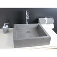 Vasque carrée à poser TIMBRE - Gris - 40cm - Terrazzo - Sans trop plein - ONDEE-1