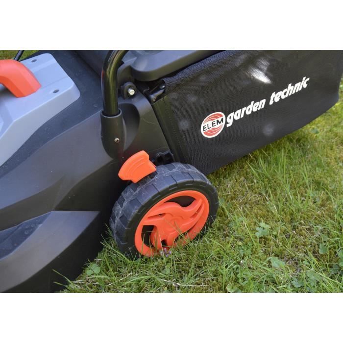 Tondeuse à Gazon Électrique Tractée Elem Garden 1800W - 46cm Carter Acier - Bac 50L