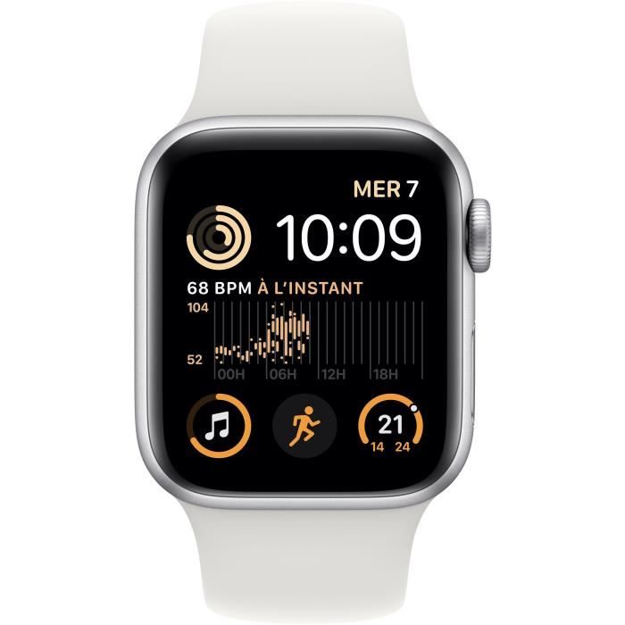 Apple Watch SE GPS (2e génération) - 40mm - Boîtier Silver Aluminium -  Bracelet White Sport Band Regular - Cdiscount Téléphonie