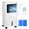 Climatiseur mobile 3 en 1 avec humidification Refroidissement par eau oscillant 15L 60°,télécommande, affichage LED,pour 20 ㎡ Blan