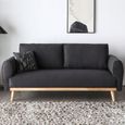 Joplin Gris Foncé Canapé Scandinave 3 Places Avec Pieds Bois