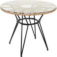 Table De Jardin Ronde Surabaya 90cm Noir - Paris Prix - Métal & Verre Trempé - Moderne & Design-0