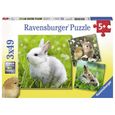 Puzzle Animaux Ravensburger - 3 x 49 pièces Mignons Petits pour Enfants de 5 ans et +-0