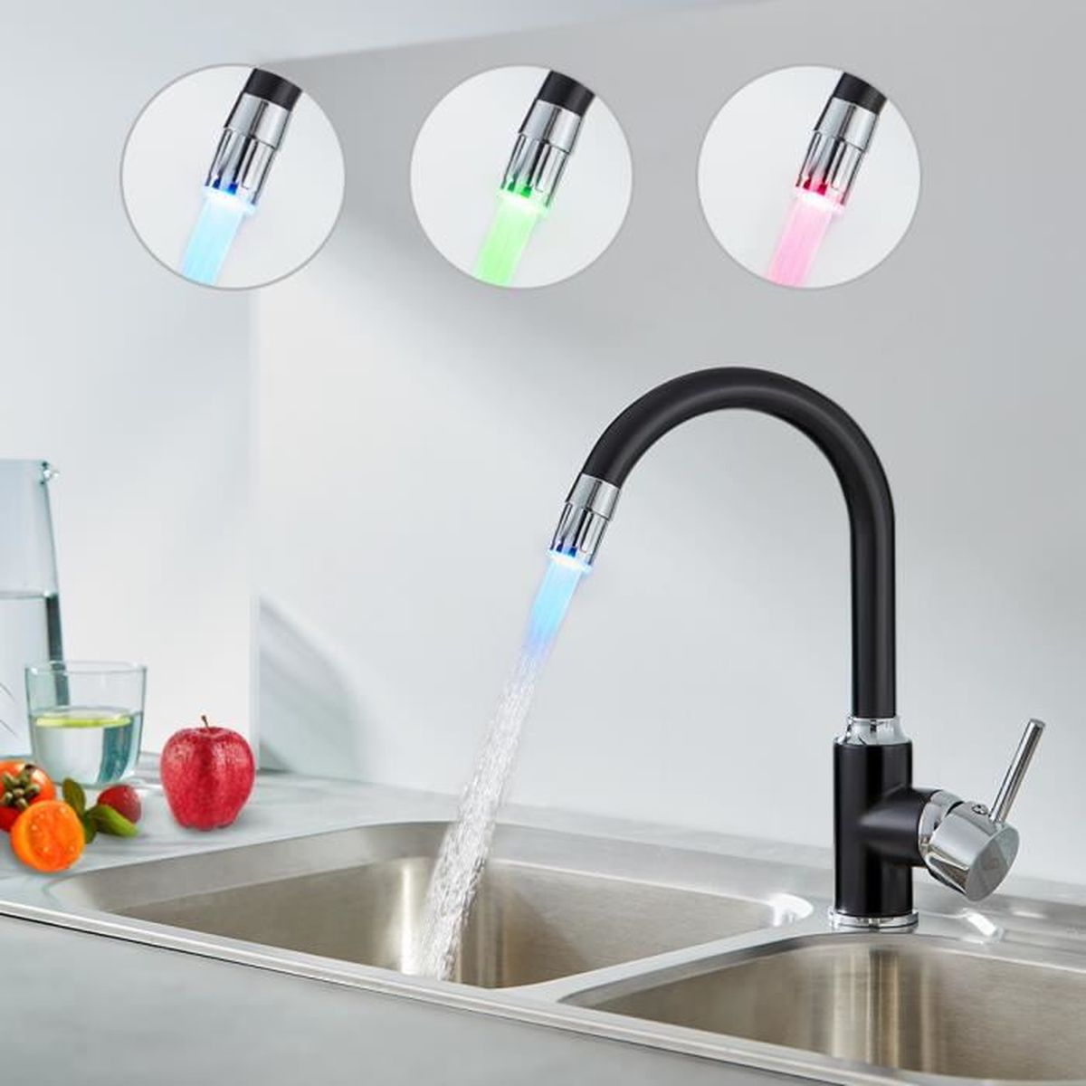 Numérique LED chaude et froide mitigeur chauffe-eau évier cuisine robinet bassin 