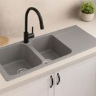 Evier Lisse évier réversible 2 cuves 1 égouttoir en résine gris Essebagno