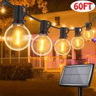 LUCKFEN Guirlande Guinguette Extérieure Solaire 60FT Guirlande Lumineuse vec30+2 LED G40 Ampoules, 4 Modes d'éclairage,Solaire/USB