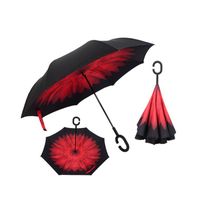 Parapluie imperméable, résistant aux UV et au vent,Parapluie inversé double couche de type C pour voiture, parapluie à manche long