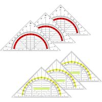 Equerre Ecole Rapporteur,6 Pièces Triangle de Géométrie Transparent,Equerre de Géométrie,Equerre avec Poignée Triangle 