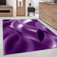 Tapis Moderne de Salon abstrait ombre d'Ondes Optique Noir Violet Blanc (160x230 cm)
