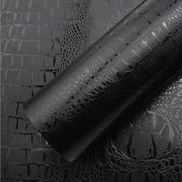 Black Crocodile 50cm x 200cm -Autocollant 3D en PVC pour tableau de bord intérieur de voiture, garniture texturée en cuir noir, feui