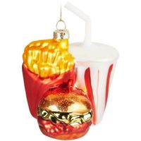 Boule De Noël En Verre Soufflée Main Motif Pizza - 8,5x11,5 Cm, Décoration De Sapin Unique, Drôle Et Originale, Cadeau Amusant - 5