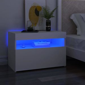 CHEVET Table de chevet avec lumières LED Blanc 60x35x40 cm Aggloméré