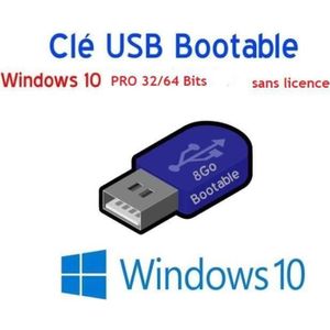 SYSTÈME D'EXPLOITATION Clé USB 8Go Bootable Windows 10 PRO 32/64 Bits SAN