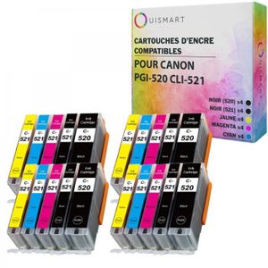 20 Cartouches D'encre Compatibles Pour Canon PGI520 / CLI521 – Photo Noir Et Couleur