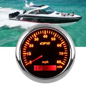 AFFICHAGE PARE-BRISE SALUTUYA  Compteur de vitesse GPS 85mm-3.35in odographe 80MPH-H en acier inoxydable universel pour moteurs de voitures bateaux (noir