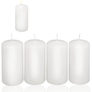 VILLAGE - MANÈGE Candelo Lot de 4 bougies piliers de Noël, blanches