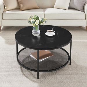 TABLE BASSE Table Basse - VASAGLE - Façon Marbre - Support en Verre Trempé - Style Moderne