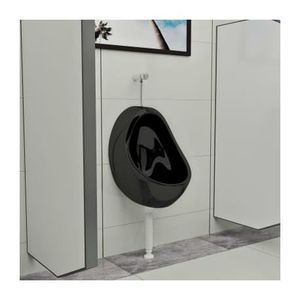WC - TOILETTES Urinoir suspendu - VIDAXL - Céramique Noir - A suspendre - Hauteur 77cm - Sortie Verticale