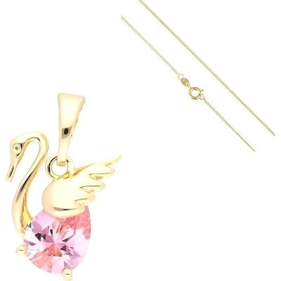 Collier Chaîne Bronze 46,5 Cm Avec Pendentif Cygne – Neuf Sans Emballage, Bijou Fantaisie