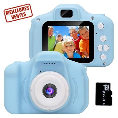 Appareil photo selfie numérique pour les enfants - Avec 12mp Caméscope  Jouet pour 3-10 ans Anniversaire - Bleu
