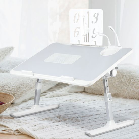 Table De Lit Pliante Avec Ventilateur USB Et Lumière – Hauteur Et Inclinaison Réglables – Pour Ordi, Repas, Lecture - 2