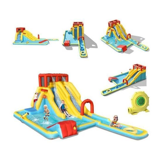 SportBob Château Gonflable avec Souffleur, Intérieur/Extérieur avec Toboggan, 2 Tunnels, Pataugeoire, Zone de Saut, Mur D'Escalade, Panier de Basket pour Jardin, Parc Et Réunions de Famille SportBob Château Gonflable avec Souffleur, Intérieur/Extérieur avec Toboggan, 2 Tunnels, Pataugeoire, Zone de Saut, Mur D'Escalade, Panier de Basket pour Jardin, Parc Et Réunions de Famille