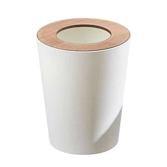 HEALT Corbeille à Papier – Mini Poubelle De Bureau En Plastique Avec Couvercle Basculant, élégante Poubelle De Comptoir – Petite Poubelle Ronde Pour Bureau, Salle De Bain, Chambre à Coucher (blanc