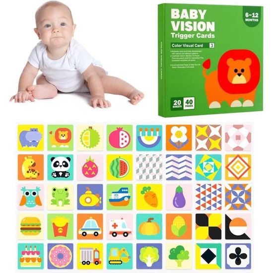 REQAG 18 Pièces Carte Flash pour bébé à Contraste élevé Cartes d'activités  d'apprentissage de Stimulation visuelle pour 0-3 Mois Cartes en Noir et  Blanc Jouets pour bébé : : Jeux et Jouets