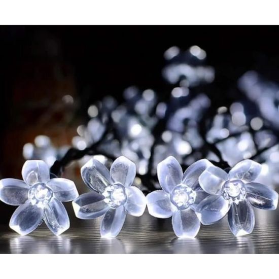 50LED Guirlande Lumineuse Solaire Fleurs De Cerisier 7M Forme De Fleurs