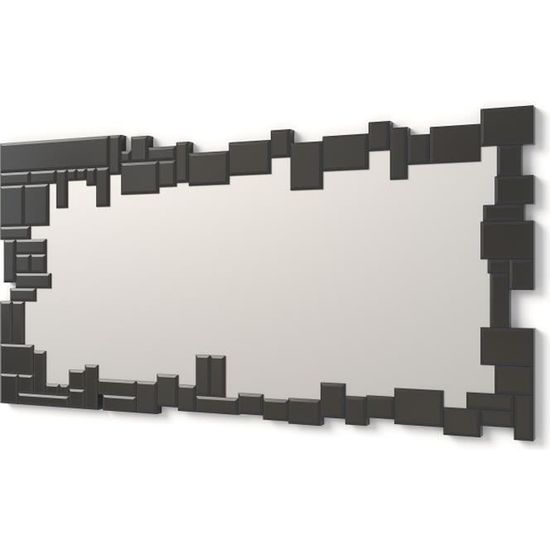 DekoArte E025 - Grands  Miroirs Muraux Modernes | Décoration Entrée Chambre | Miroirs Rectangulaires Sophistiqués Noir | 140 x 70