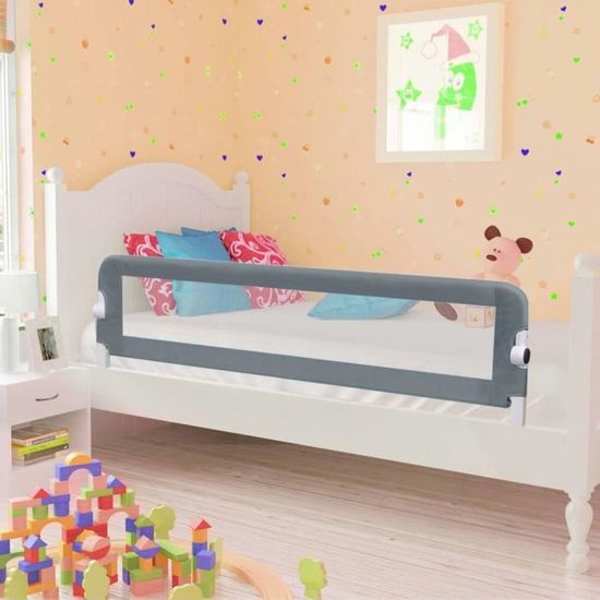 Qualité luxe© | BARRIERE DE LIT BEBE Barrière de de sécurité de lit enfant Gris 150x42 cm Polyester |365348