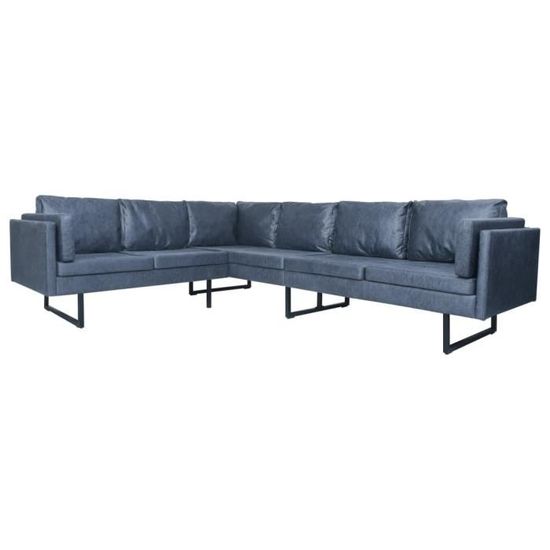 81592Haut de gamme® Canapé de Relaxation - Canapé 6 places - Canapé d'angle pour le salon et le séjour - Gris Similicuir daim
