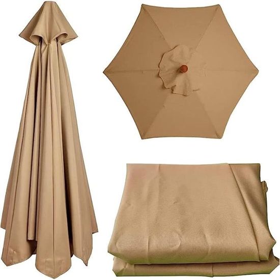 Toile de remplacement pour parasol - Autrement - Kaki 3M 6 côtes - Protection solaire UPF 30 - Jardin