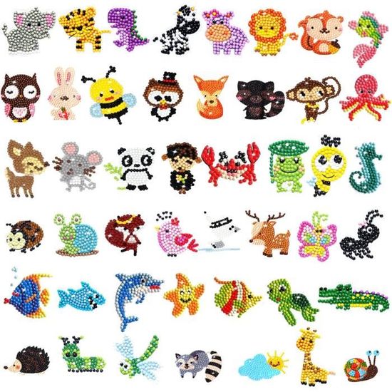 CAYUDEN 5D Diamond Painting Autocollants Kits Enfants, 40 Pièces DIY Animal Diamant Painting Art