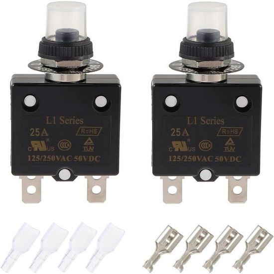 Interruttore Automatico 25A Interruttore Termico Di Ripristino Opzionale, 125-250 V CA 50 V CC Interruttore A Pulsante Di Protezione Contro | Leroy Merlin - Foto 11