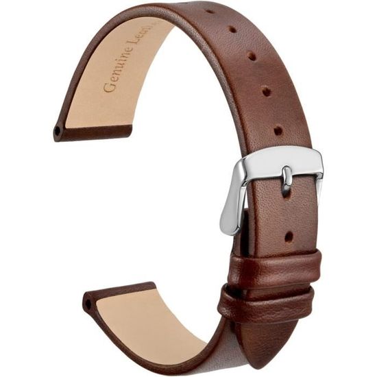 WOCCI Bracelet Montre Cuir Véritable Élégant - 8mm à 22mm, Boucle Acier Inox, Confort Et Style Intemporel