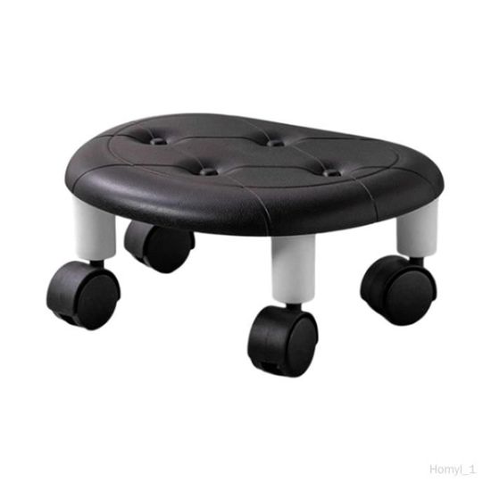 Tabouret Roulant Bas Avec Roulettes 360° - Siège Confortable Pour Travail Au Sol, Pédicure, Garage, Maison (blanc)