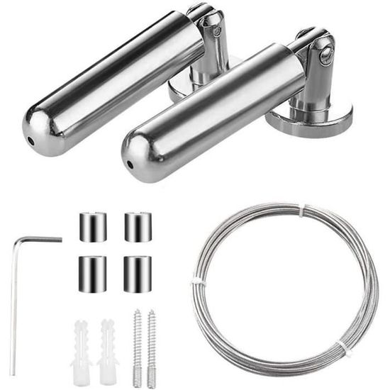 Huucozn 5m Tringle à rideaux Kit avec 30 Pièces Acier Inoxydable An Crochets, Câble en Acier pour Rideau Fil de Suspension Fil de Rideau en Acier Inoxydable pour Suspendre Photo, Rideaux