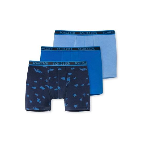 SCHIESSER Caleçon Garçon - Uni, Paquet De 2 Bleu/gris - Prêt